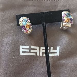 Effy multi gemstones earrings, silver, and 14k gold. Omega backs. 1/2inch long